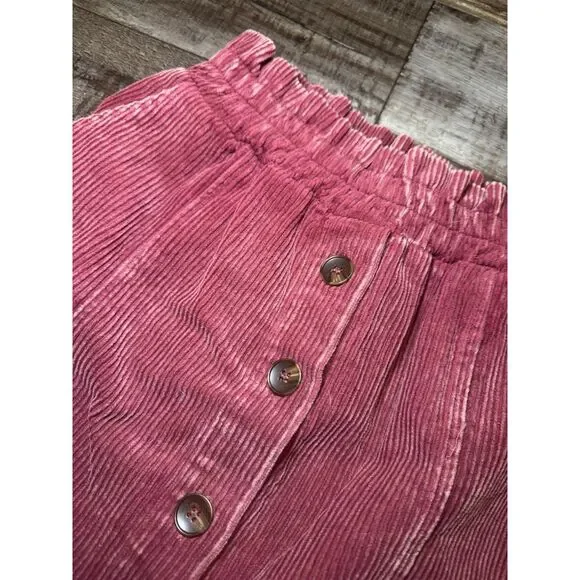 NWT Pink Corduroy Button-Front Mini Skirt Size Small - Picture 2 of 4